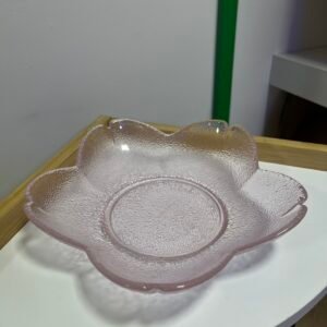Plato vidrio rosado flor