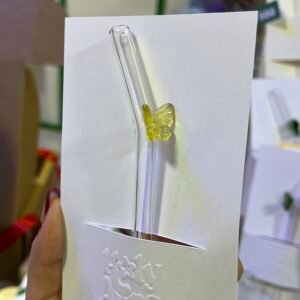 Pajilla mariposa amarilla de vidrio Pajilla mariposa amarilla de vidrio