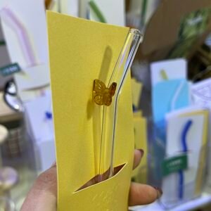 Pajilla mariposa color caramelo de vidrio