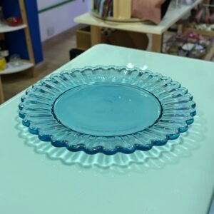 Plato de vidrio color azul