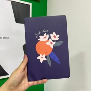 Libreta azul con naranja ”Fresh ideas”