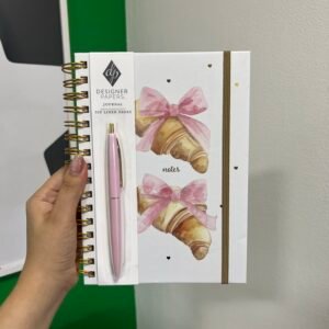 Libreta croissant con soporte de lapicero