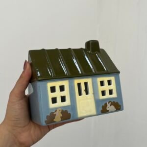 Casa con luz celeste con verde