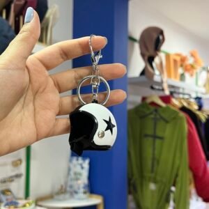 LLavero casco moto blanco