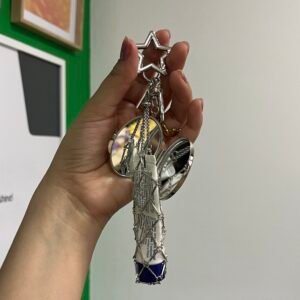 Llavero espejo y porta labial circular