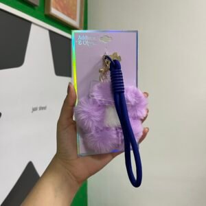 Llavero flor lila con colgante para celular