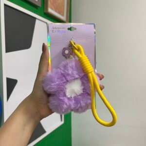 Llavero flor lila con colgante para celular